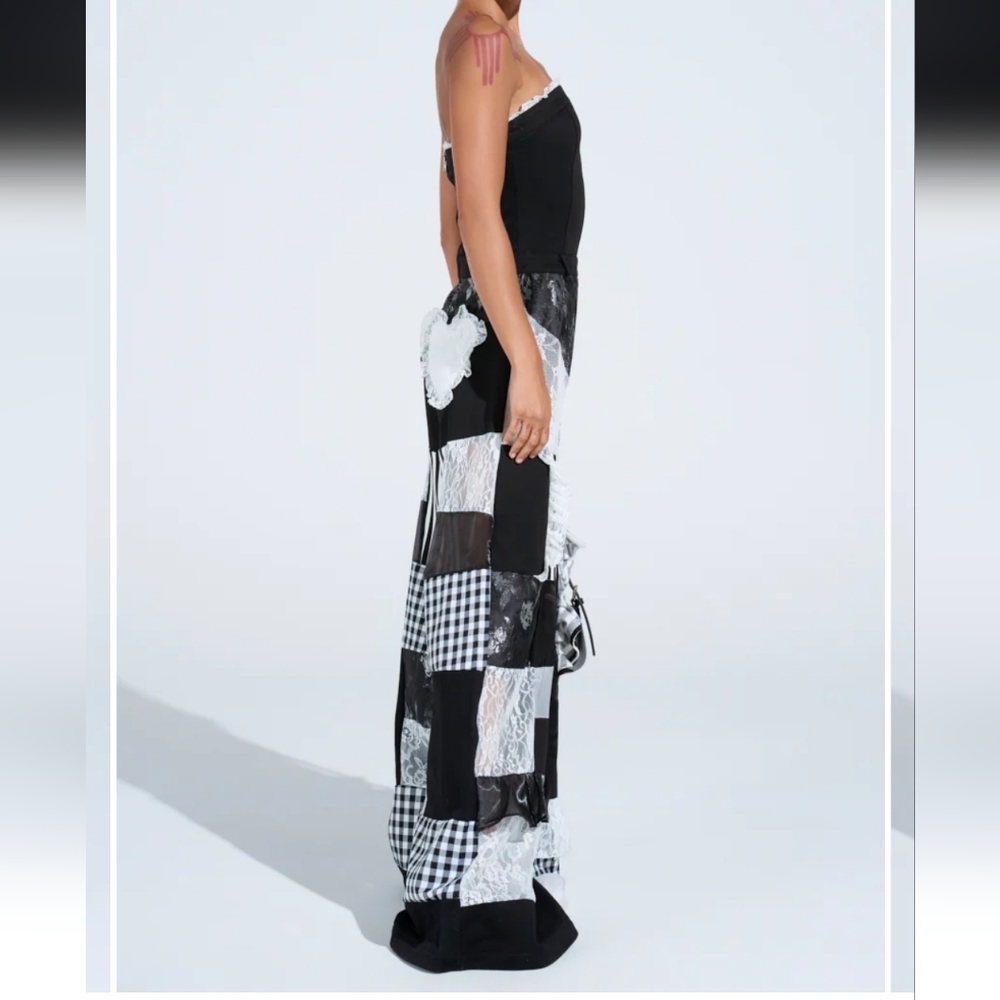 AKIRA Black and White Patchwork Jumpsuit - Picture 4 of 10